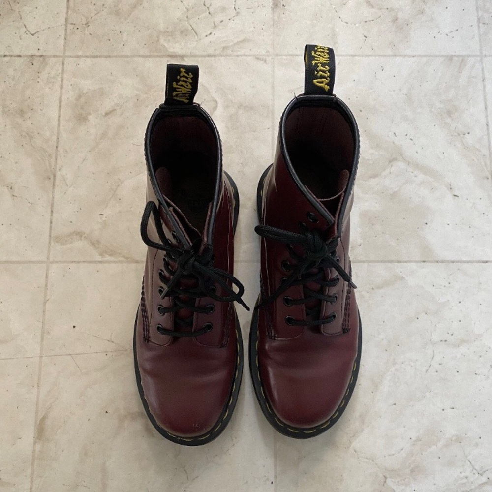 $180 Dr. Martens 1460 8-eye Burgundy Leather Lace-Up Combat Moto Boots Size 6 - Picture 6 of 15